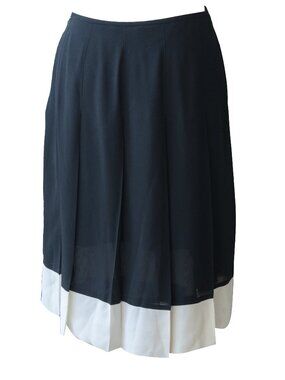 Anne Klein Silk Skirt Black Pleated Retro Academia Goth Wednesday Lightweight